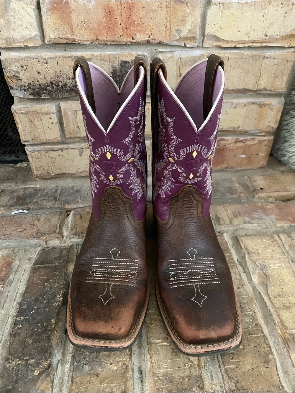 ARIAT GIRLS' TOMBSTONE WESTERN BOOTS - BROAD SQUARE TOE